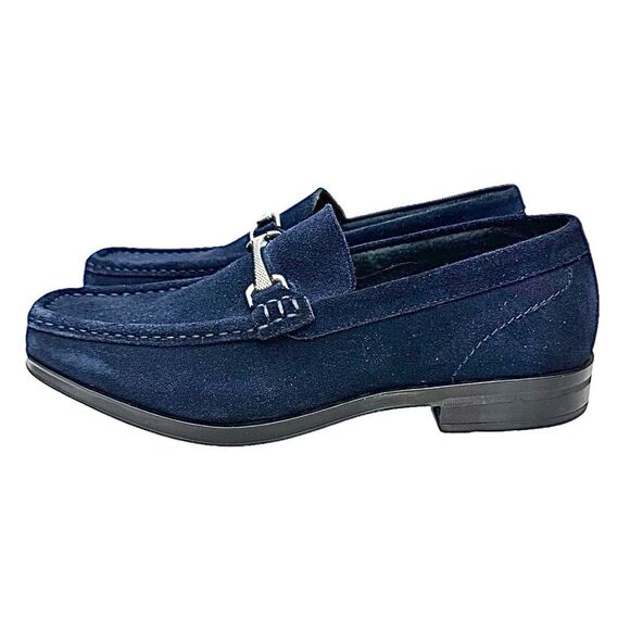 Stacy Adams Mens Newcomb Moc Toe Bit Loafer Blue Suede 7.5 M Pre-Owned - Picture 11 of 11